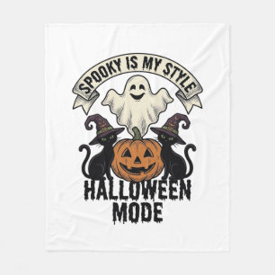 Halloween Ghost Costume Vintage Spooky Pumpkin Cat Fleece Blanket
