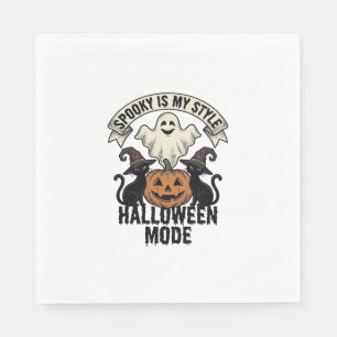 Halloween Ghost Costume Vintage Spooky Pumpkin Cat Napkin