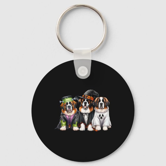 Halloween Ghost Costume Witch Dog Saint Bernard St Key Ring (Front)