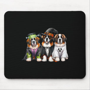 Halloween Ghost Costume Witch Dog Saint Bernard St Mouse Pad