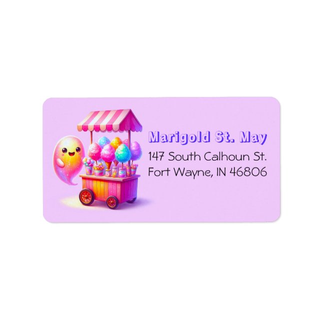Halloween Ghost Cotton Candy Address Labels (Front)