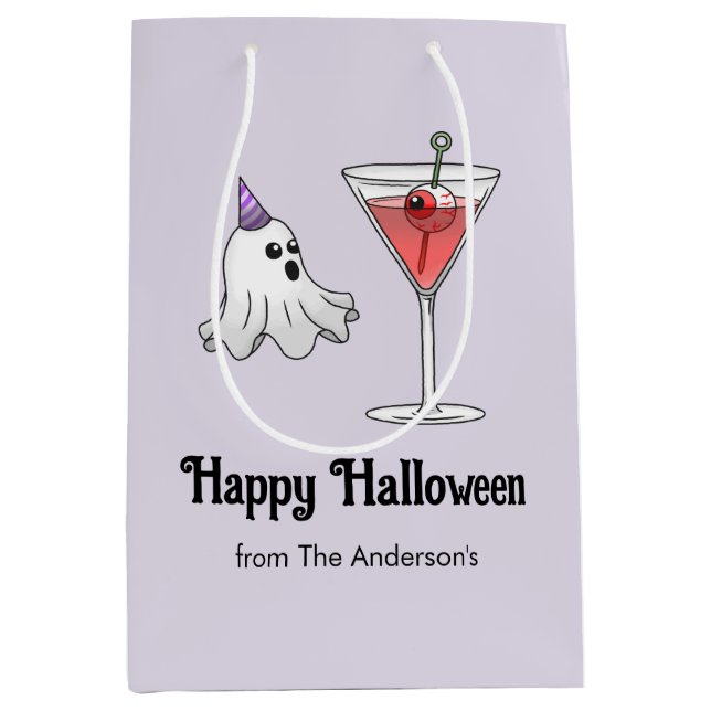 Halloween Ghost & Creepy Party Cocktail Medium Gift Bag (Front)