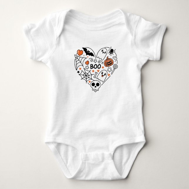 Halloween, ghost, custom, personalized  baby bodysuit (Front)