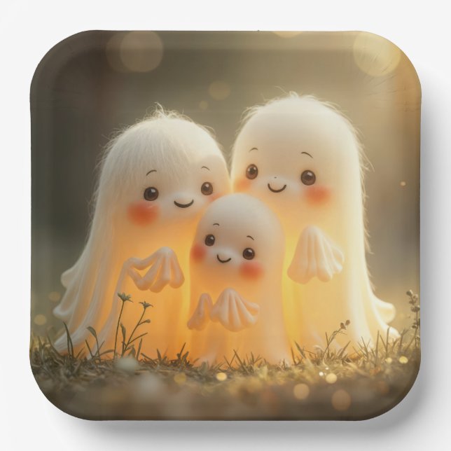 Halloween Ghost Cuties Paper Plate (Front)