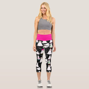 halloween ghost dog cat black capri leggings