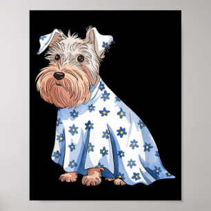 Halloween Ghost Dog With Flowers Funny Halloween Poster