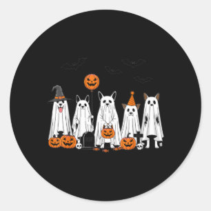 Halloween Ghost Dogs Cute Pumpkin Cartoon Design Classic Round Sticker