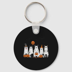 Halloween Ghost Dogs Cute Pumpkin Cartoon Design Key Ring