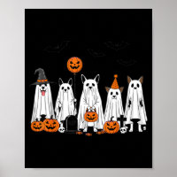 Halloween Ghost Dogs Cute Pumpkin Cartoon Design