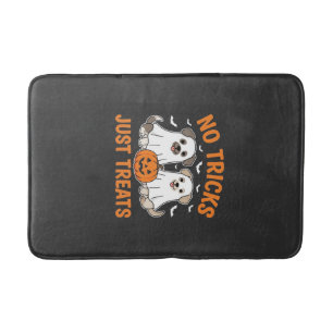 Halloween Ghost Dogs No Tricks Just Treats Design_ Bath Mat