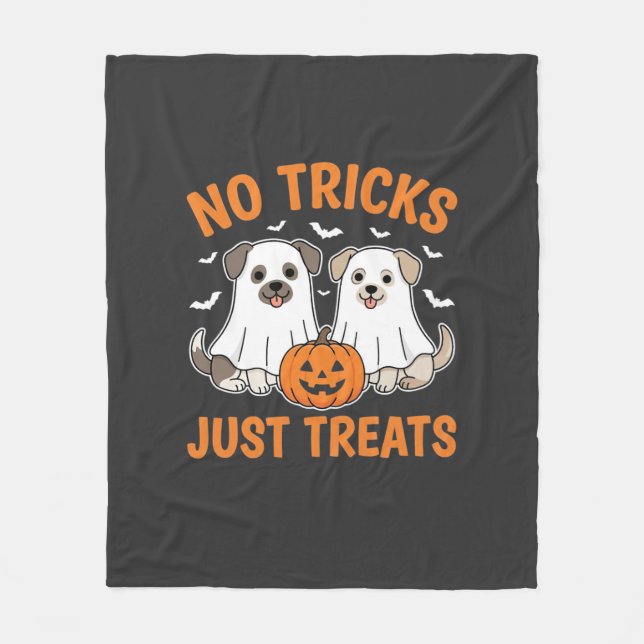 Halloween Ghost Dogs No Tricks Just Treats Design_ Fleece Blanket (Front)