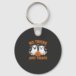 Halloween Ghost Dogs No Tricks Just Treats Design_ Key Ring