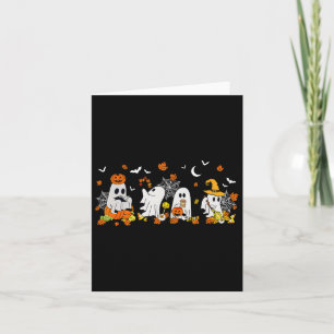 Halloween Ghost Drinking Coffee Fall Ghost Book Re Card