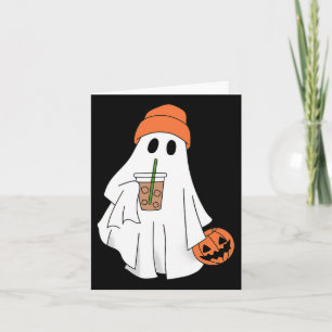 Halloween Ghost Drinking Coffee Ghost Ice Coffee M Card