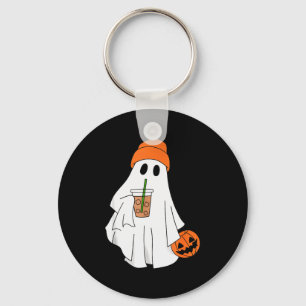 Halloween Ghost Drinking Coffee Ghost Ice Coffee M Key Ring