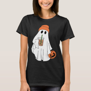 Halloween Ghost Drinking Coffee Ghost Ice Coffee M T-Shirt
