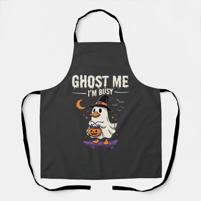 Halloween Ghost Duck Skateboard Design_1 Apron (Front)