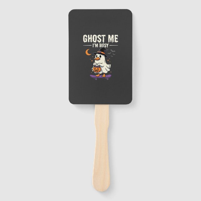 Halloween Ghost Duck Skateboard Design_1 Hand Fan (Front)