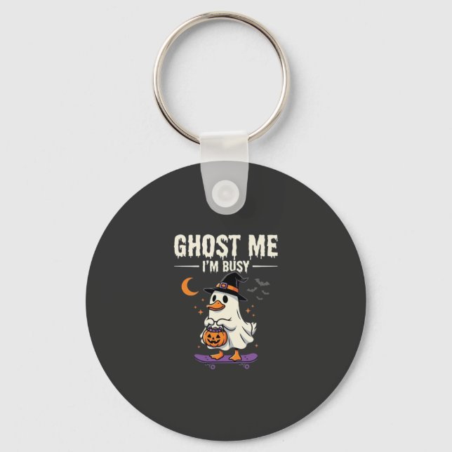 Halloween Ghost Duck Skateboard Design_1 Key Ring (Front)