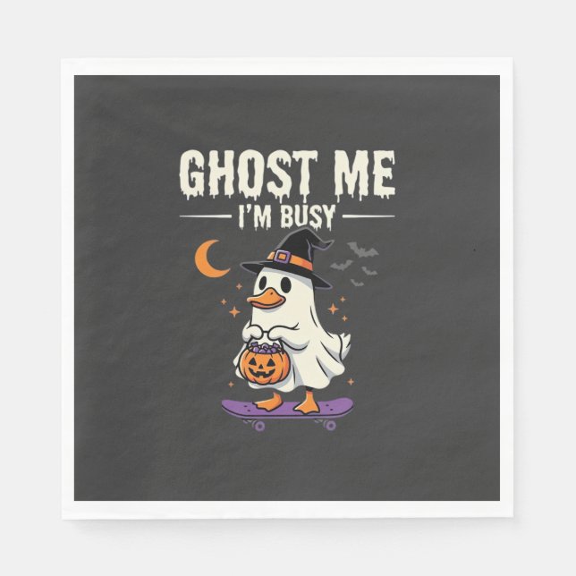 Halloween Ghost Duck Skateboard Design_1 Napkin (Front)