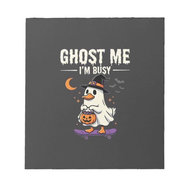 Halloween Ghost Duck Skateboard Design_1 Notepad (Front)