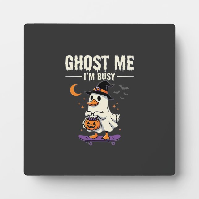 Halloween Ghost Duck Skateboard Design_1 Plaque (Front)