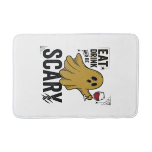Halloween Ghost Eat Drink And Be Scary Vintage_1 Bath Mat