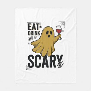 Halloween Ghost Eat Drink And Be Scary Vintage_1 Fleece Blanket