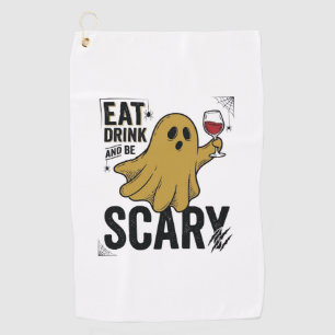 Halloween Ghost Eat Drink And Be Scary Vintage_1 Golf Towel