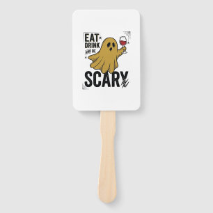 Halloween Ghost Eat Drink And Be Scary Vintage_1 Hand Fan