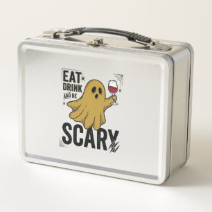 Halloween Ghost Eat Drink And Be Scary Vintage_1 Metal Lunch Box