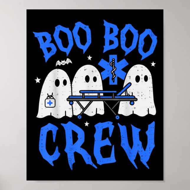 Halloween Ghost Ems Emt Paramedic Funny Emergency  Poster (Front)