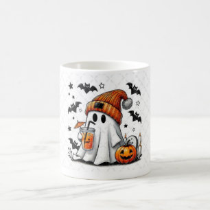 Halloween Ghost Enjoying Autumn Vibes Coffee Mug