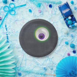 Halloween Ghost Eyeball Eye Cyclops Chalkboard Paper Plate