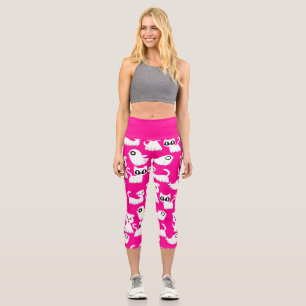 halloween ghost ferret dog pink capri leggings