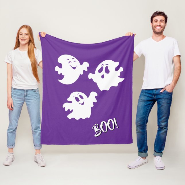 Halloween Ghost  Fleece Blanket (In Situ)