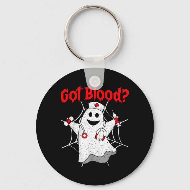 Halloween Ghost Funny Phlebotomist Phlebotomy Men Key Ring (Front)