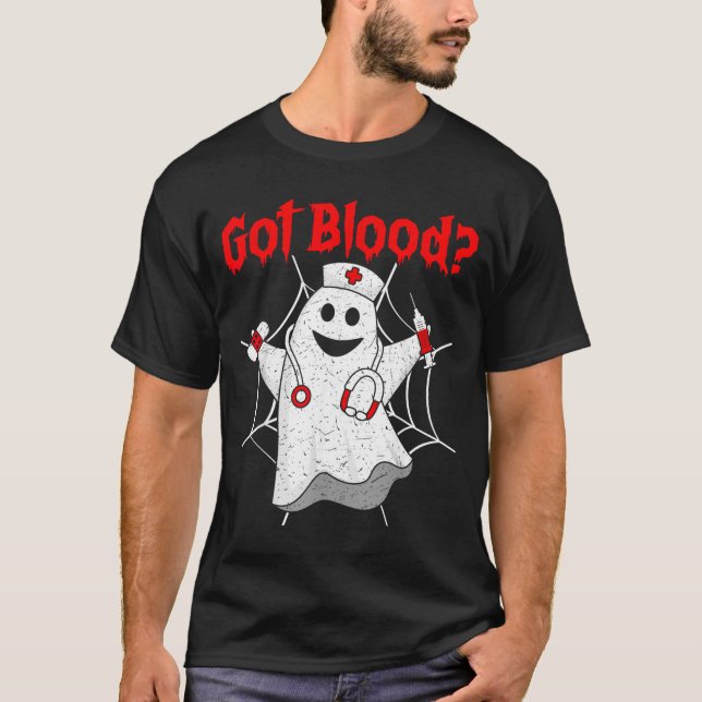 Halloween Ghost Funny Phlebotomist Phlebotomy Men T-Shirt (Front)