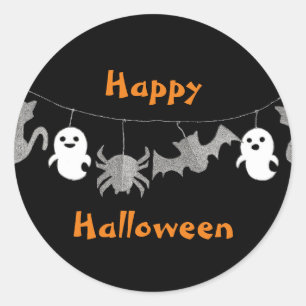 Halloween ghost garland  classic round sticker
