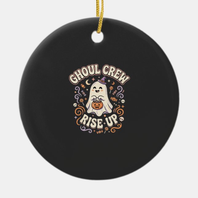 Halloween Ghost Ghoul Squad Ceramic Tree Decoration (Front)