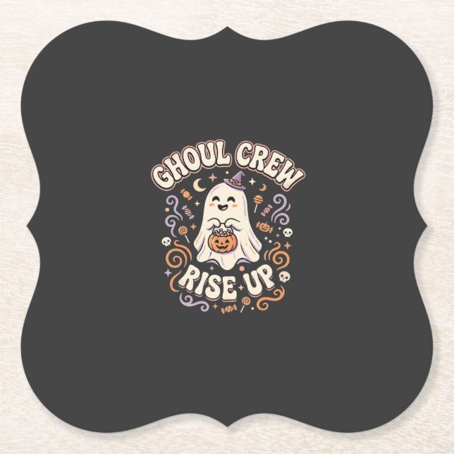 Halloween Ghost Ghoul Squad Paper Coaster (Front)