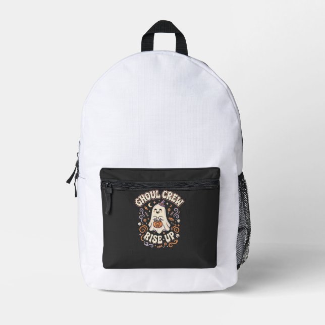 Halloween Ghost Ghoul Squad Printed Backpack (Front)