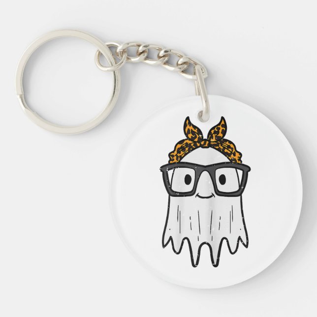 Halloween Ghost Glasses Cute Key Ring (Front)