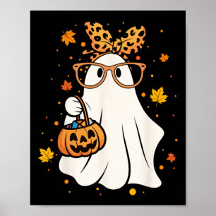 Halloween Ghost Gles Cute Leopard Ndana Girl Women Poster