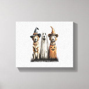 Halloween Ghost Golden Retriever Dog Canvas Print
