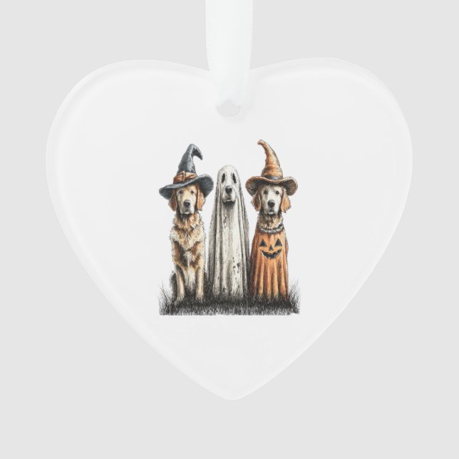 Halloween Ghost Golden Retriever Dog Ornament (Front)