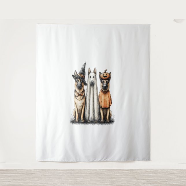 Halloween Ghost Golden Retriever Dog Tapestry (Front)