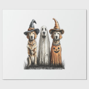 Halloween Ghost Golden Retriever Dog Wrapping Paper