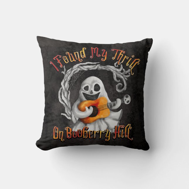 Halloween Ghost Guitar Booberry Hill Cushion (Front)