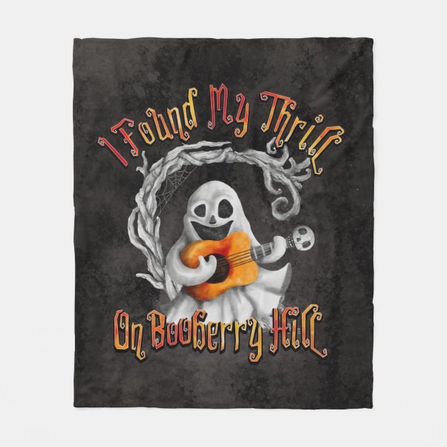 Halloween Ghost Guitar Booberry Hill Fleece Blanket (Front)